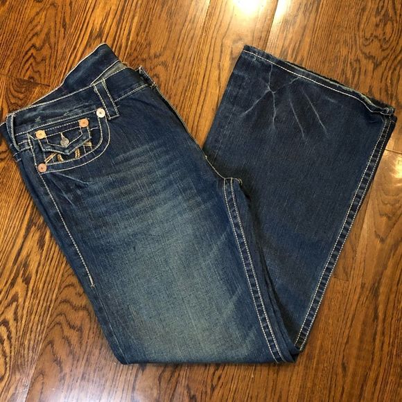 TRUE RELIGION RAINBOW BILLY Mens Relaxed Boot Leg Denim Jeans 42x33 - Picture 7 of 8